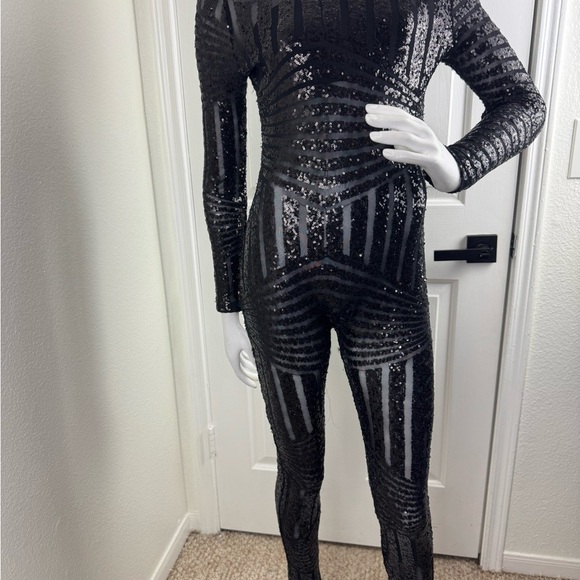 Akira Chicago Sequin Black Regular Size Jumpsuits & Rompers for Women Size M - Picture 7 of 11